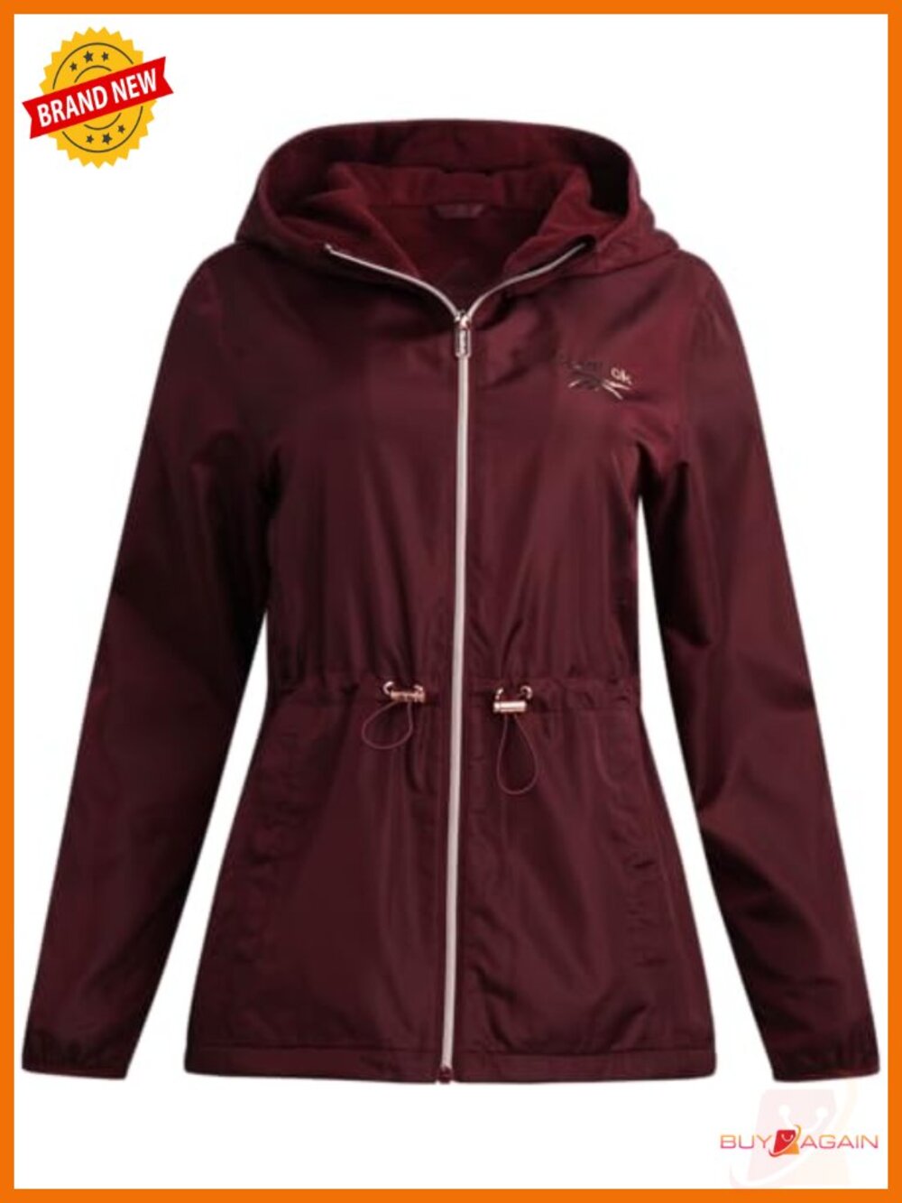 Reebok Womens Water-Resistant Fleece-Lined Hooded Windbreaker Jacket